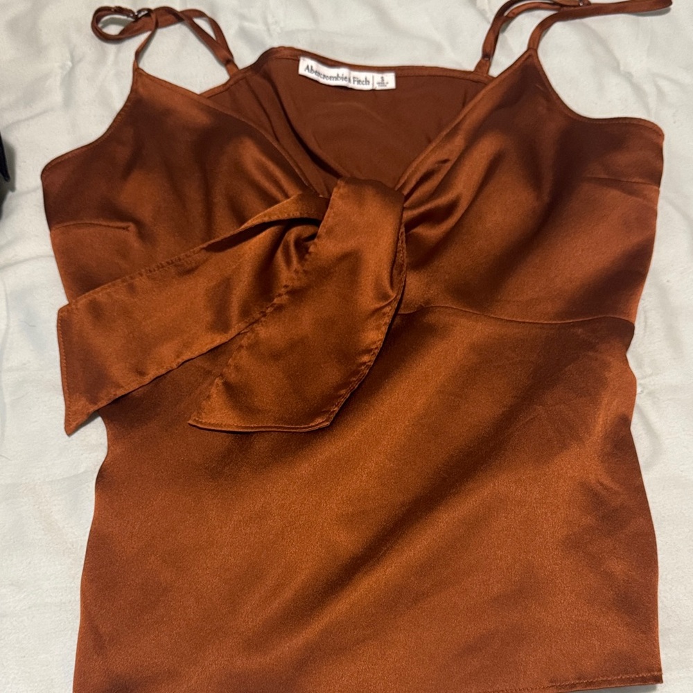 Elegant Brown Satin Abercrombie Top